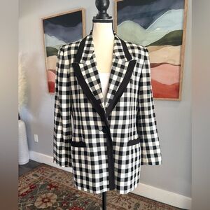 Saville Vintage Black and White Checkered Blazer